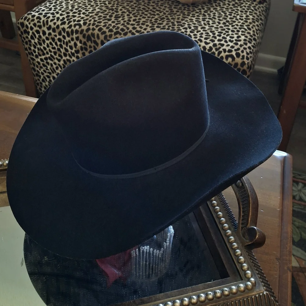 Men's Black Long Oval Felt Hat 7 1/4 American Hat Co. - Picture 9 of 11